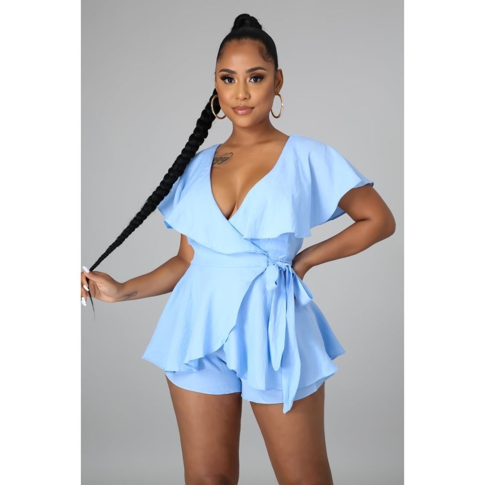 Blue Ruffled Romper - Picture 8 of 11